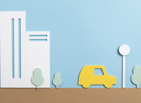 dessin d'un véhicule électrique dans une ville