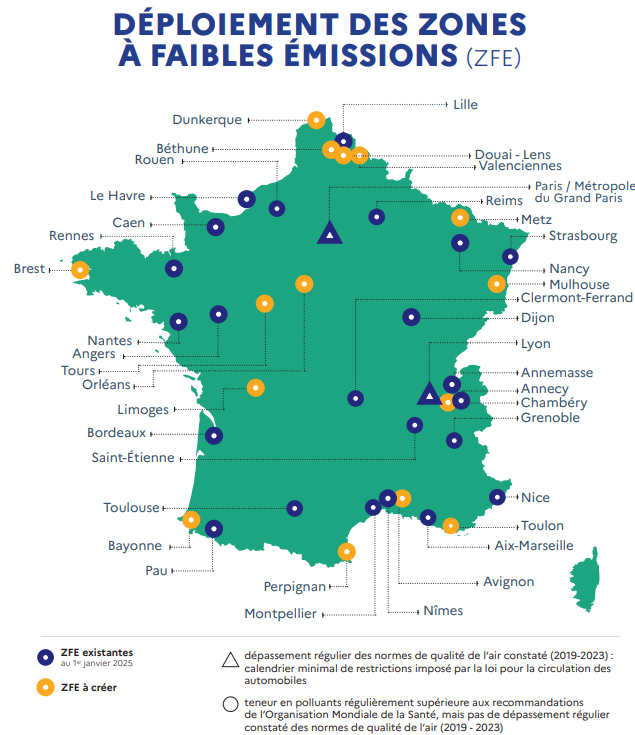 Nouvelles règle pour les ZFE en 2025, déploiement